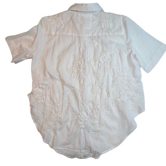 Kyla Seo Blouse Womens Small White Embroidered Sheer Cotton Fairy Cottage Tunic - Picture 8 of 12